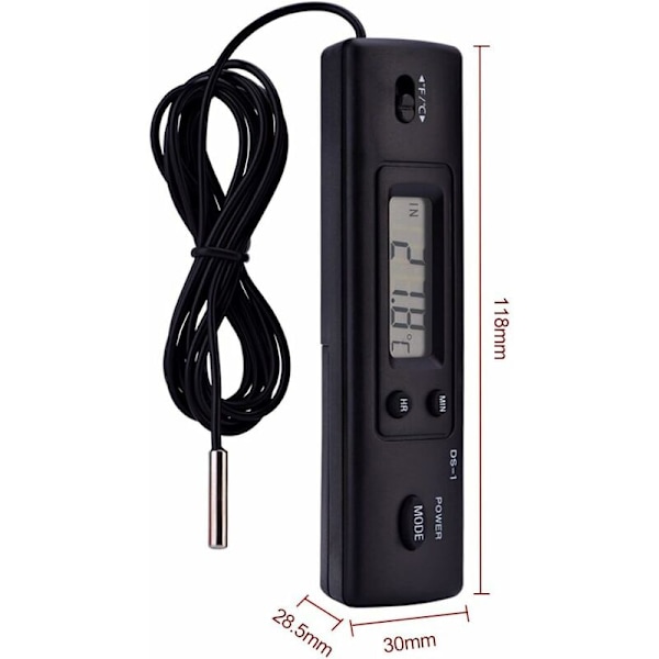 Kablet Elektronisk LCD Digital Temperaturmåler Termometer Probe Sensor til Køleskab Akvarium Fisketank