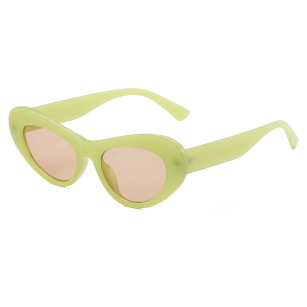 Ovalt Ramme Cat Eye Retro Solbriller (Grøn Ramme Champagne (Metalhængsel))