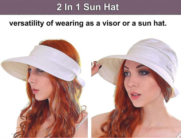 Hatte til Kvinder Upf 50+ UV Solbeskyttende Konvertibel Strand Visor Hat