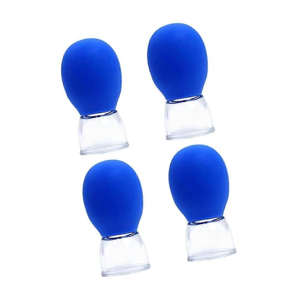 4x Ansigts Cupping Silikone Vakuumkopper Ansigtsmassage Bærbare Cupping Glas til Blue