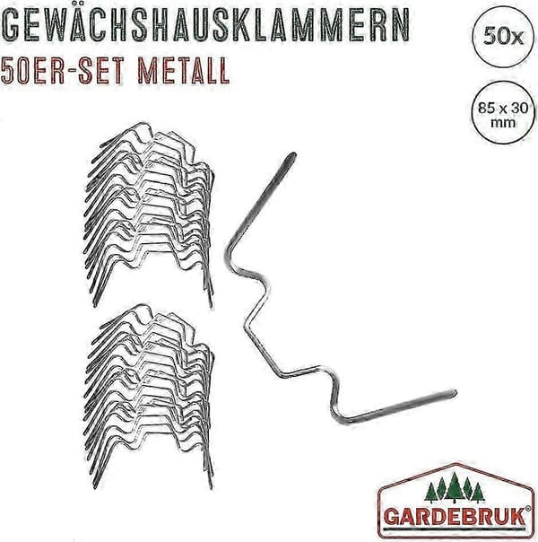 50 stk. drivhusglasclips metalfastgørelsesklemmer til polycarbonatpaneler