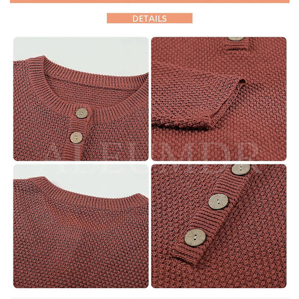 Dame Knap V-Hals Langærmet Sweater Vaffelstrikket Pullover til Efterår Vinter Grøn S Brwon 2XL