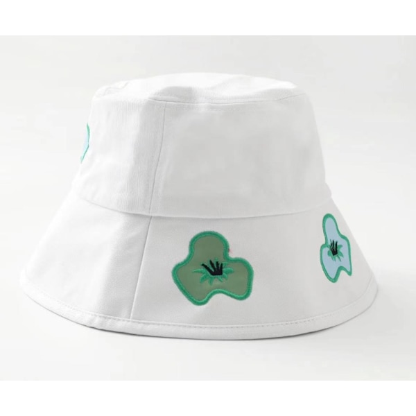 Blommig Broderad Bucket Hat (Set om Två Vita One Size)