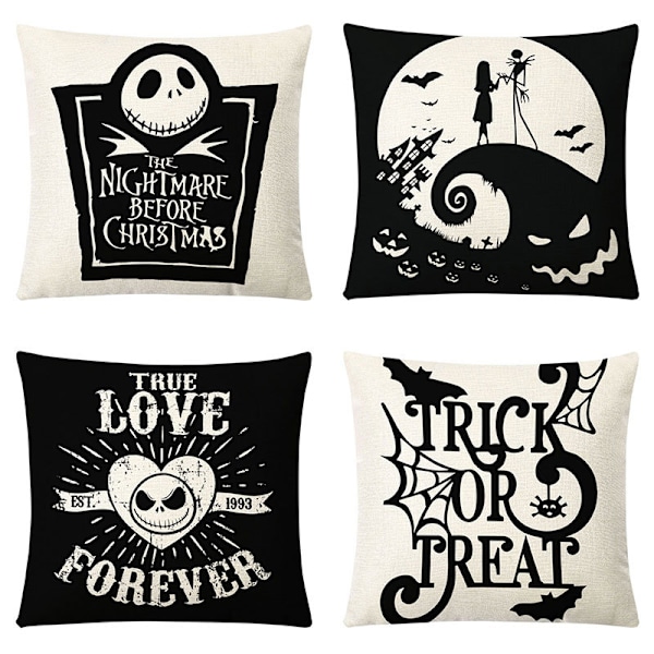 Halloween Koristetyynynpäällinen, Sohva Koti Olohuone Makuuhuone Koristetyynyliina, Puuvillapellava Neliö Koristetyynynpäällinen, 45x45 cm, 4 kpl