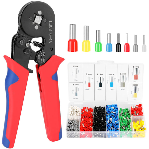 Kallpressad terminalset 6 set europeiska rörterminaler 1200PCS standardfärg