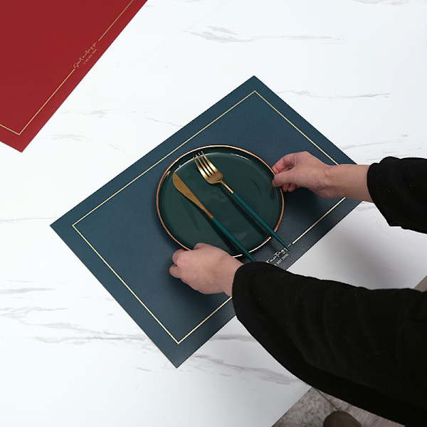 3 Stycken Fyrkantiga Läder Placemats för Hem, Hotell Restaurang Väst Placemats, Olje- och Värmeisolerande Placemats (Aprikosfyllning),