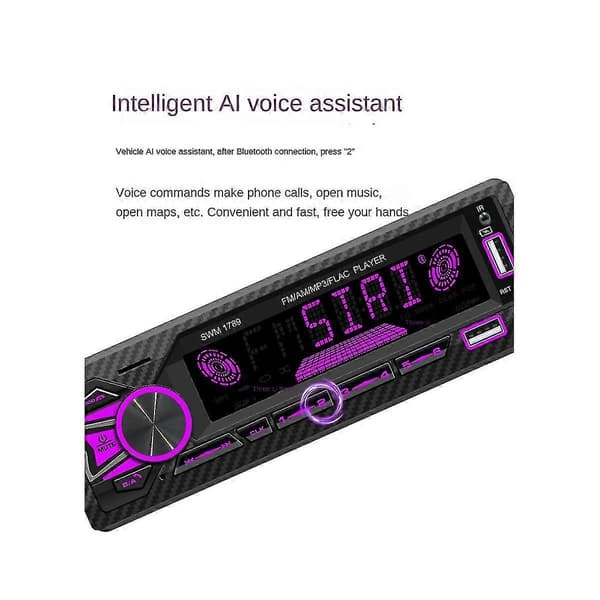Bluetooth bilradio 60W 4-kanals med U-diskunderstøttelse og AI-stemme sort Black