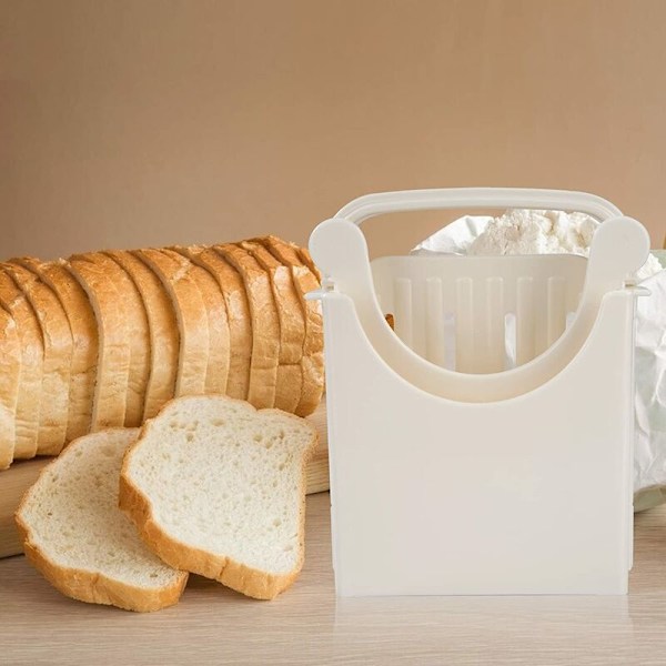 Vikbar Brödskärare Tjocklekar Toast Skärmaskin 3 Tjocklekar Justerbar Brödskärare för Bröd Kakor Bagels Köksredskap Vit
