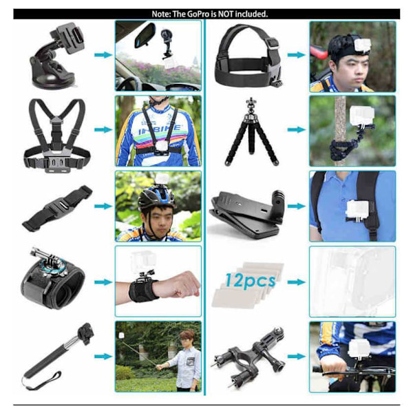 20-i-1 Tilbehør til GoPro Hero 8/9, DJI Svart