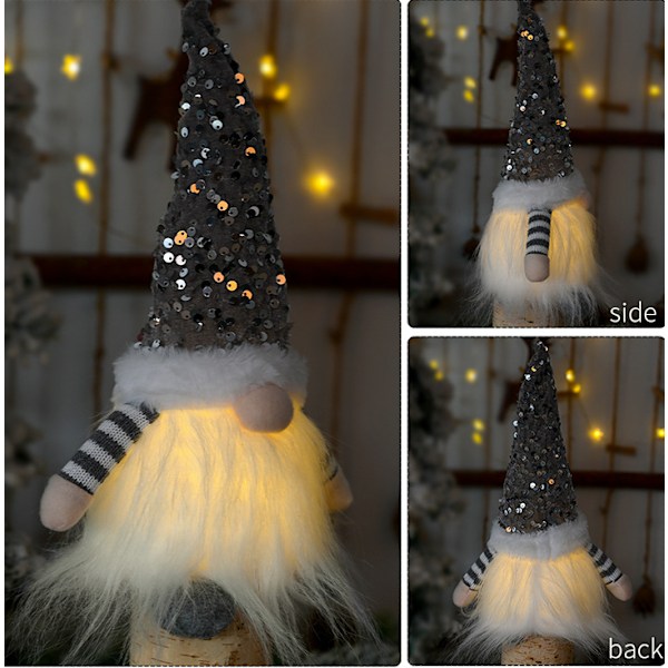 Juldekoration Julpaljetter med Ljus Rudolph Docka Jul Glänsande Ansiktslös Docka Ornament 3ST (Röd, Rosa, Grå)