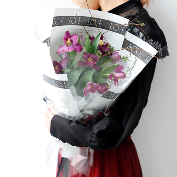 Elegant vattentätt blommigt omslagspapper - 20 ark Aldrig att skiljas Svart Sort