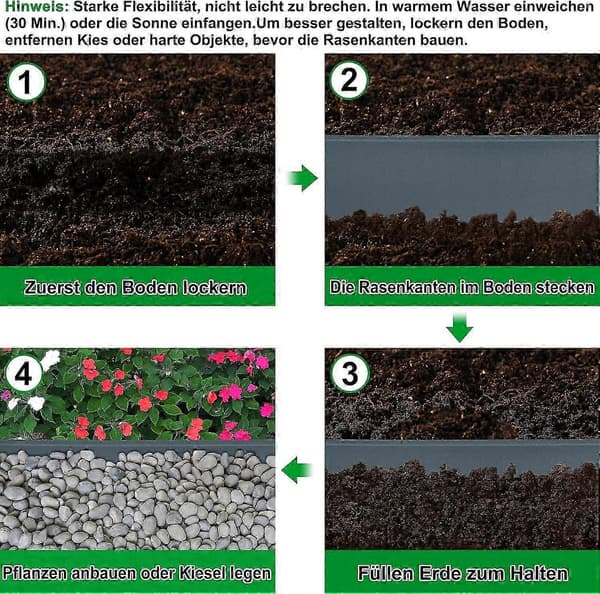 Plæne- og blomsterbedkant 20M Plast Antracit med sammenlåsning