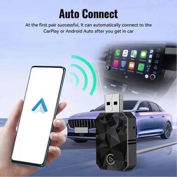 Trådløs Carplays Androids Auto Adapter Mini Kompakt Carplays Konverter til Biler Diamantmønster Diamond Pattern
