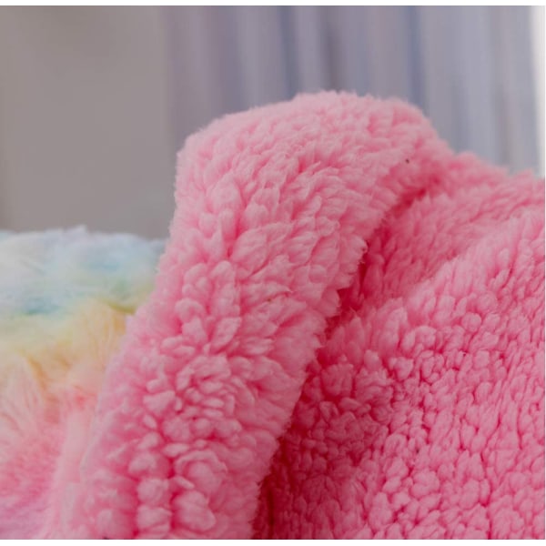 Nyt Plys Dobbelttæppe Nordisk Stil Sofabetræk Tie-Dye Regnbue Fritidstæppe (tie-dye regnbuefarve 130cm*160cm),