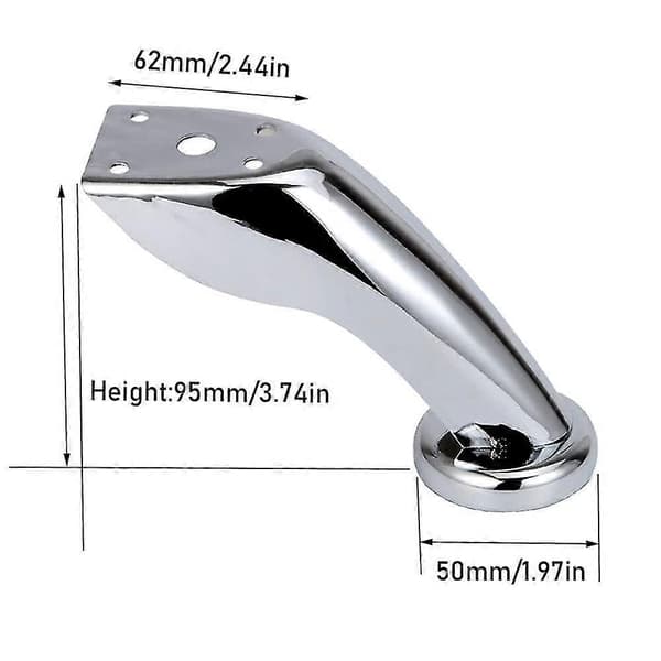 Soffben i krom, 4 stycken möbelben, skåpsstöd, soffbordsben (95 mm)
