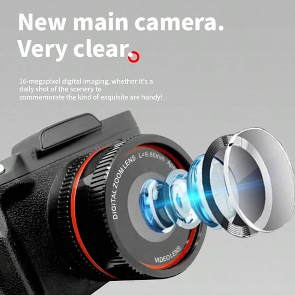 HD digitalkamera med 16 MP och 16x digital zoom Svart Sort