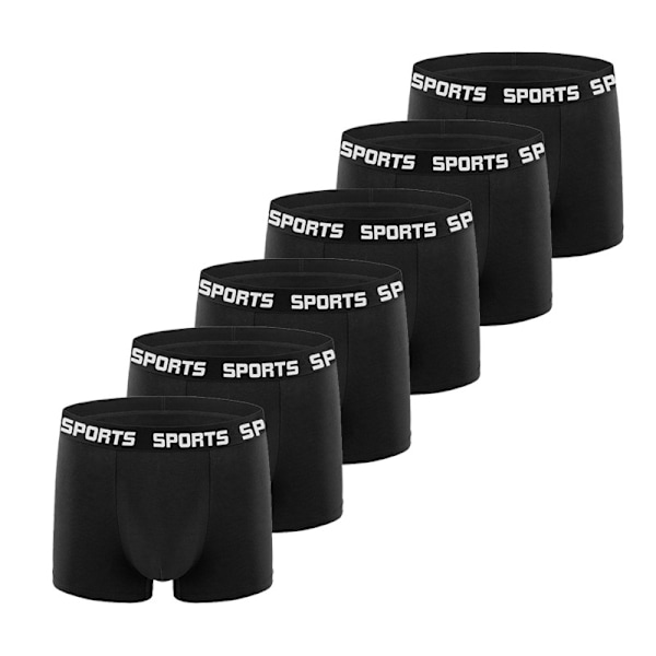 Boxershorts för män, säker och stödjande passform 6-pack Svart Svart XL