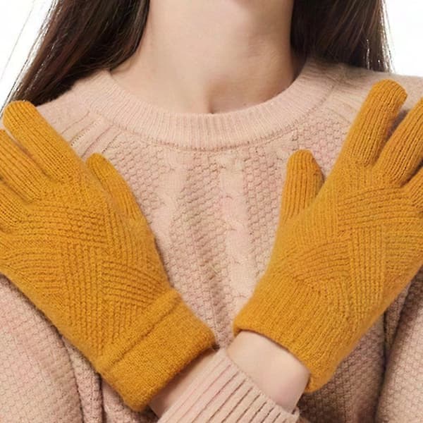 Vinter Varme Ensfarvede Argyle Touchscreen Handsker med Fuld Finger - Sort grå Black gray