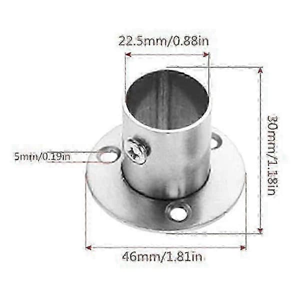 2 X Rørflangeholder i rustfrit stål 22mm