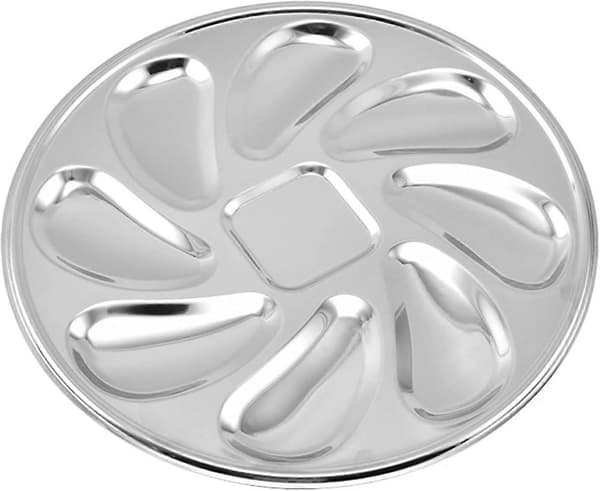 8 riller stor tallerken østersfad elegant serveringsbakke rustfrit stål materiale velegnet til hjem og restaurant rustfrit stål Ref: 9236-Good