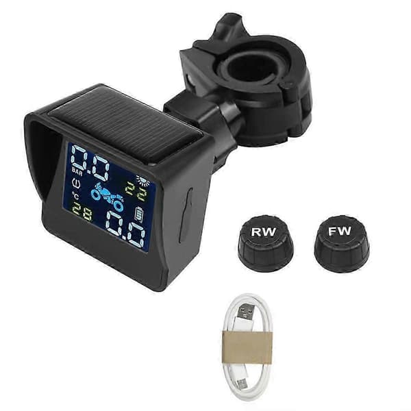 Motorcykel Solar Däcktryck Temperaturövervakningssystem TPMS Sensor Kit USB-laddning för Motorcykel