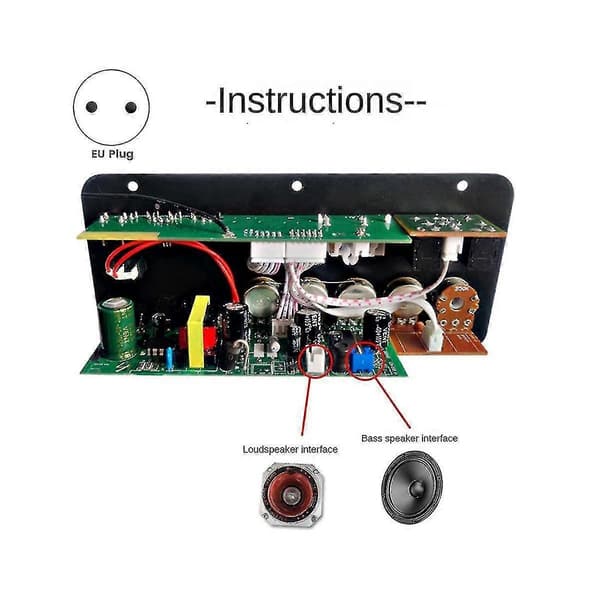 D50 35W effektforstærkerkort til subwoofer 12V/24V/220V Bluetooth Sort Black