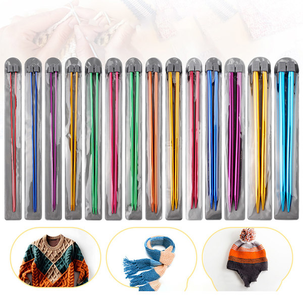 14 par 35cm färgglada stickor set