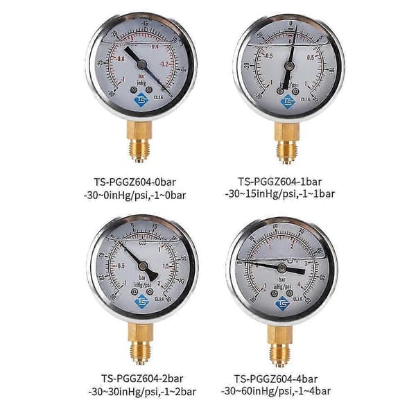 Trykmåler med dobbelt skala til luft-, vand- og hydrauliske systemer 1/4 NPT-montering