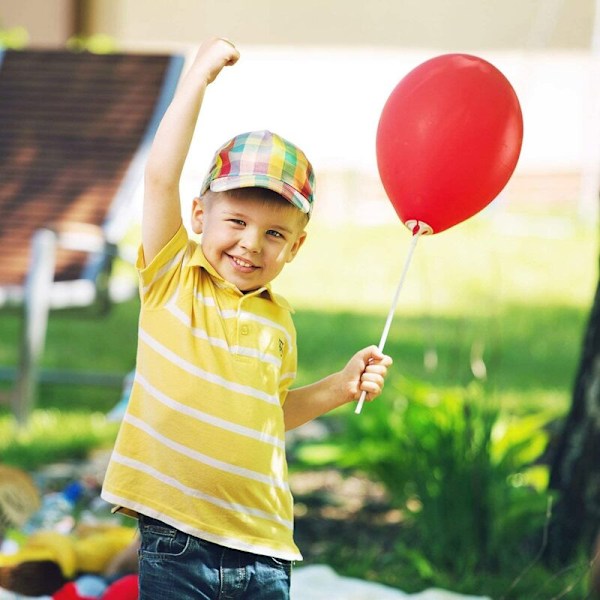 Ballonstativstænger, 100 stk. kopballon med pindholder til fødselsdag, bryllup, festdekoration, 40 cm - Hvid