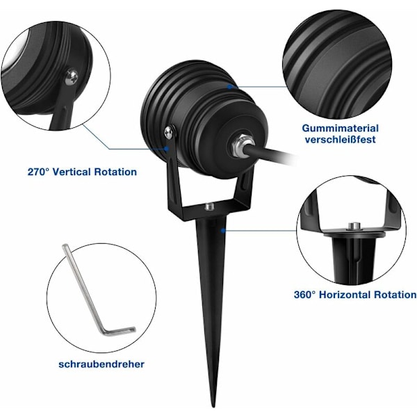 RGB Vedenalainen Valo Värikäs Akvaariovalo LED Suihkulähdevalo 85-265V RPG 10W - Musta Kuori Litteä Peili