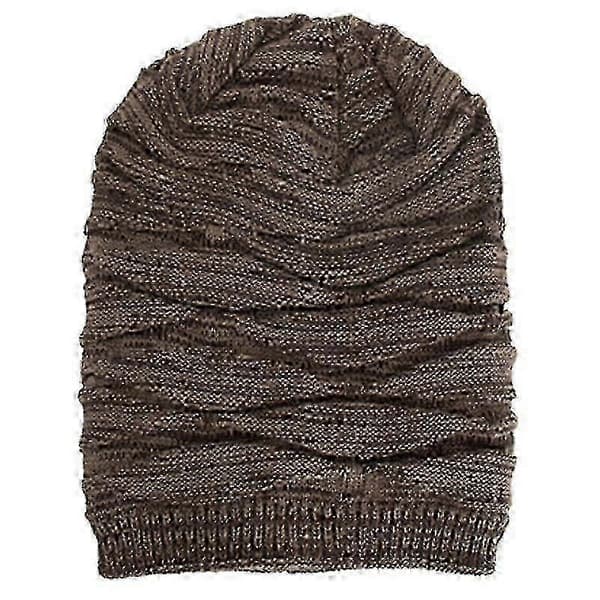 Varm stickad oversized slouch mössa unisex vintermössa lång stil