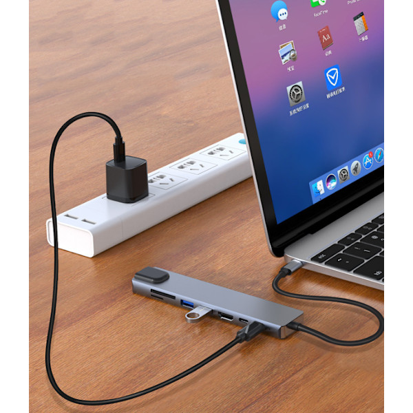 8-in-1 4k30hz 100M Typec -telakointiasema Mac-kannettavalle USB3.0 Hub HDMI-projektionäyttöön