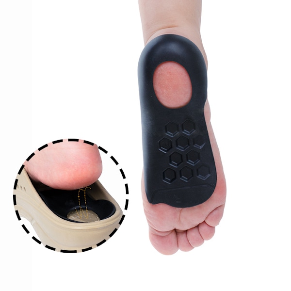 Ortopædiske indlægssåler til mænd og kvinder, fodstøtte skoindlæg til platfod, overpronation og smertelindring Sort Svart S