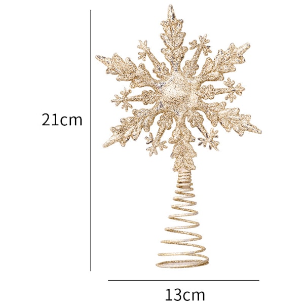 Julgransstjärna Plast Glitterpulver Fancy Toppstjärna Julgran Femuddig Stjärna Snöflinga-C-Guld