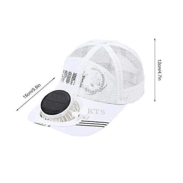 Mesh Baseball Cap til Voksne med Solcelleventilator, Sommer UV-Beskyttelse, 1000mAh, Sort Black 1000mAh