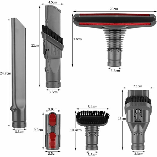 Børstesæt Tilbehør til Dyson V8 V7 V10 Støvsuger med Adapter, Total Clean Dele til Dyson V6 DC45 DC35 DC52 DC29 DC62 DC33 DC34 etc