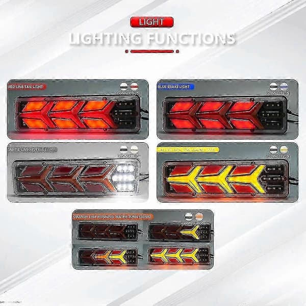 12V LED Baglygte til Trailer Lastbil Varevogn med Bremselys Baklys 2 stk. 2PCS Style E