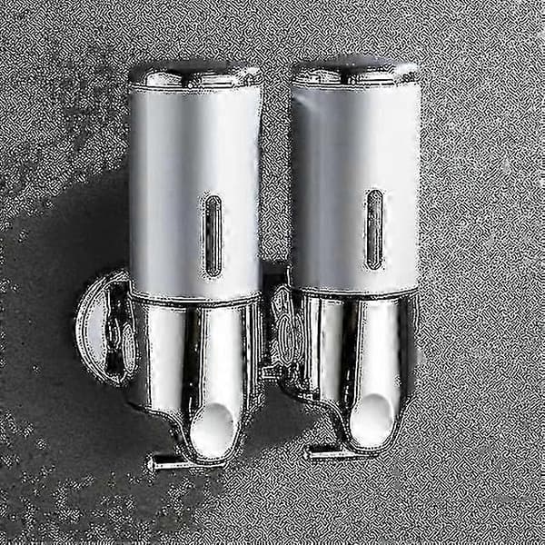 Badrumsskumtvåldispenser - Väggmonterad automatisk flytande tvål- och schampodispenser Silver double