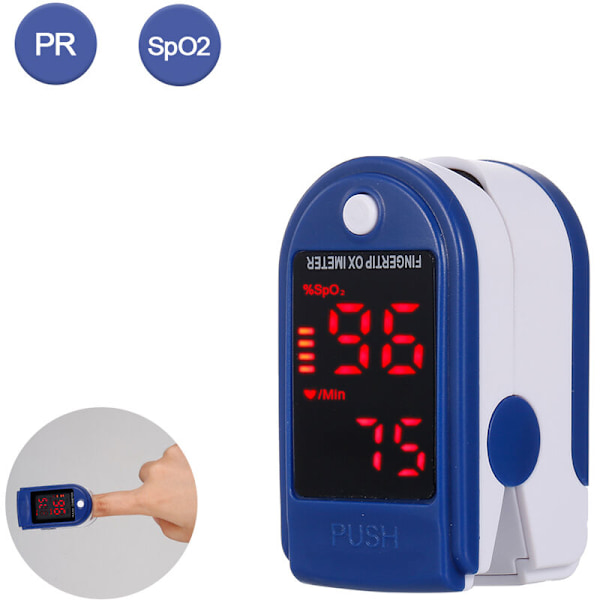 Fingertoppspulsoximeter SpO2 Mini Monitor Syremättnadsmätare Pulsmätare 5 Sekunders Snabbavläsning med Snodd
