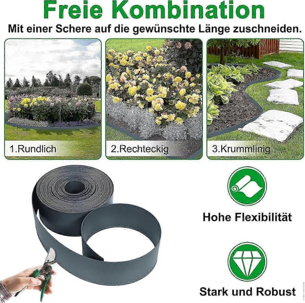 Plæne- og blomsterbedkant 20M Plast Antracit med sammenlåsning