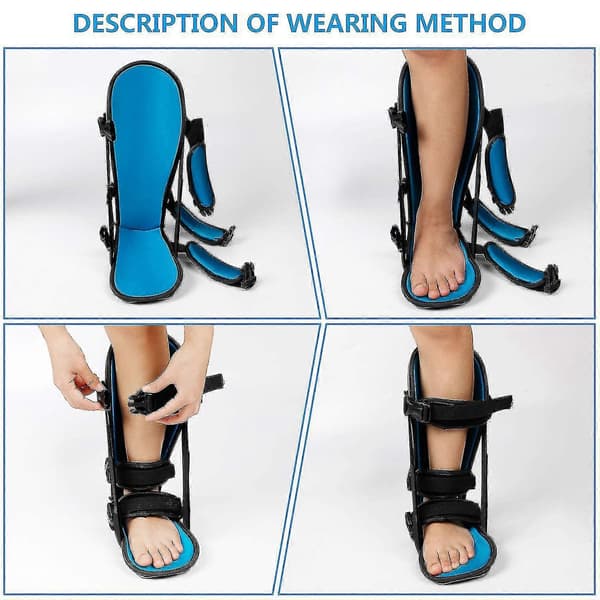 Plantar Fasciitis Støvle til søvn, lægstræk og hælstøtte sort blå black blue