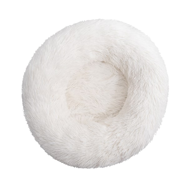 Hunde Hus Rundt Plys Kattehus Kæledyrshus Hundeseng Vinter Varm Måtte Hundemåtte Kæledyrsprodukter Kæledyrsseng (Diameter 40cm, Hvid)