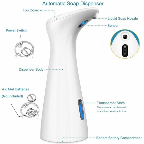 Automatisk flytande tvåldispenser - Beröringsfri sensortvåldispenser för badrum, kök, kontor, hotell