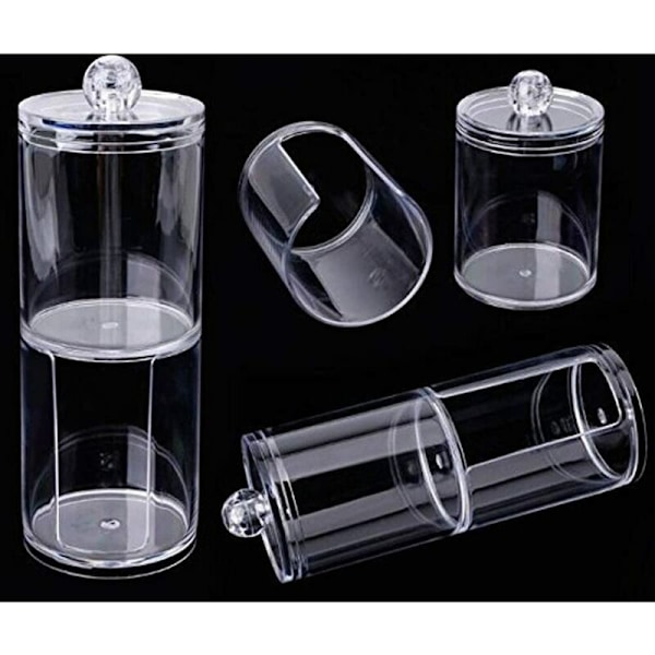 PS transparent plast dobbeltlags to-i-en stabelbar rund kosmetisk vatrondel opbevaringsboks transparent boks 7*7*19.5cm