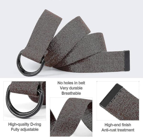 2-pack Canvasbälte för män med dubbel D-ring, slitstarkt och justerbart vardagsbälte 140 cm 140cm