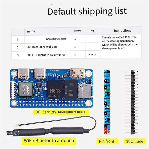 För Zero 2W utvecklingskort 4G RAM+expansionskort DDR4 Mini PC H618 WiFi5 Bluetooth5.0 stöd 4