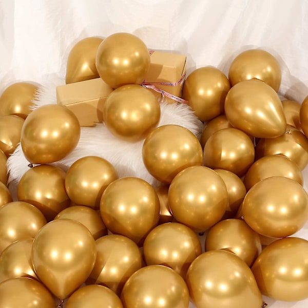 5 tommer tyk rund metalfarvet ballon * 100 mærke guld,