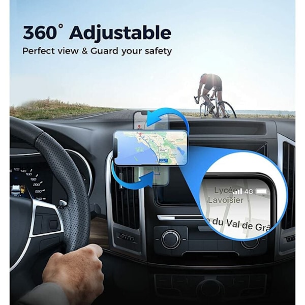 Multifunktionel 360° Roterende Mobiltelefonholder Lang Strimmel Stærk Magnetisk Sugekraft Simpel Mini Navigationsbilholder