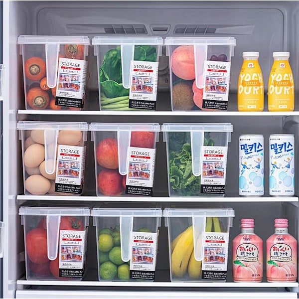 4L liten 28*15*15cm plast kylskåpsförvaringslåda lådtyp transparent rektangulär färskhållningslåda hushålls ägg matförvaring,