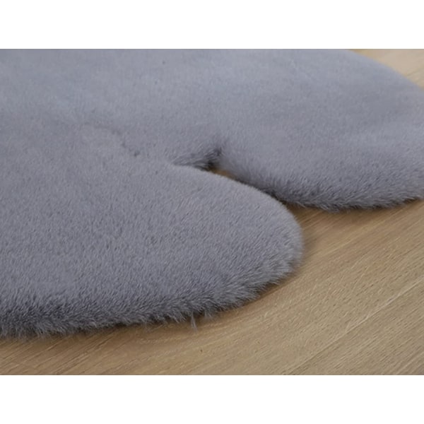 Fluffig Matta, Mjuk Tecknad Djur Plyschmatta, Halkfri Dekorativ Golvmatta (Grå, 75*105cm)